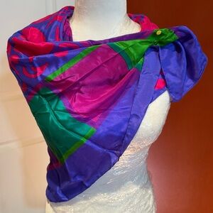 Liz Claiborne Purple and Green Silk Scarf